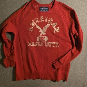 American Eagle Outfitters Bold Red Crewneck Sweater Mens Xl Retro Preppy #3